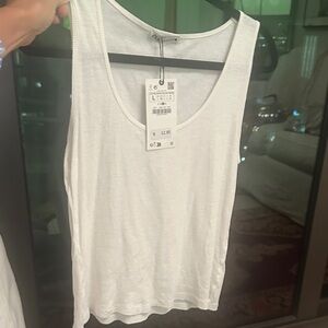 zara tank top white cotton size large NWT